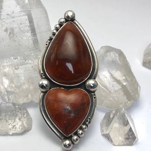 71 Carat Agate and Jasper Ring 7.25